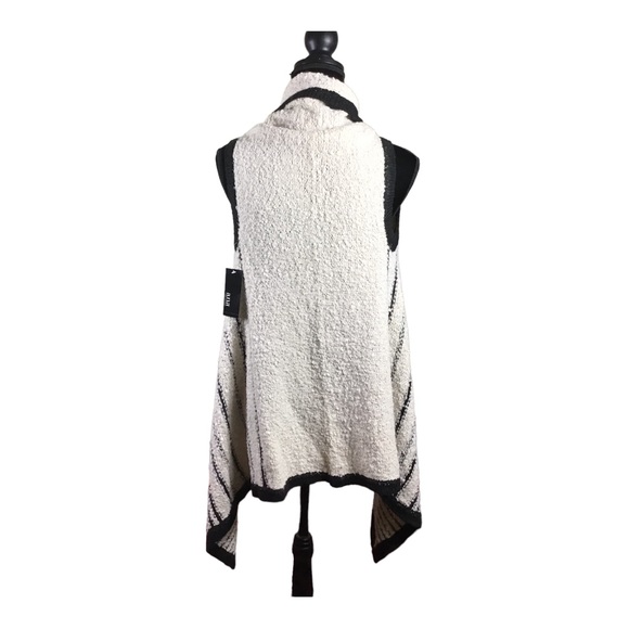a.n.a. Women's Boho Chic Wool Blend Knit Open Duster Vest, Medium, Cream / Black - Picture 3 of 10